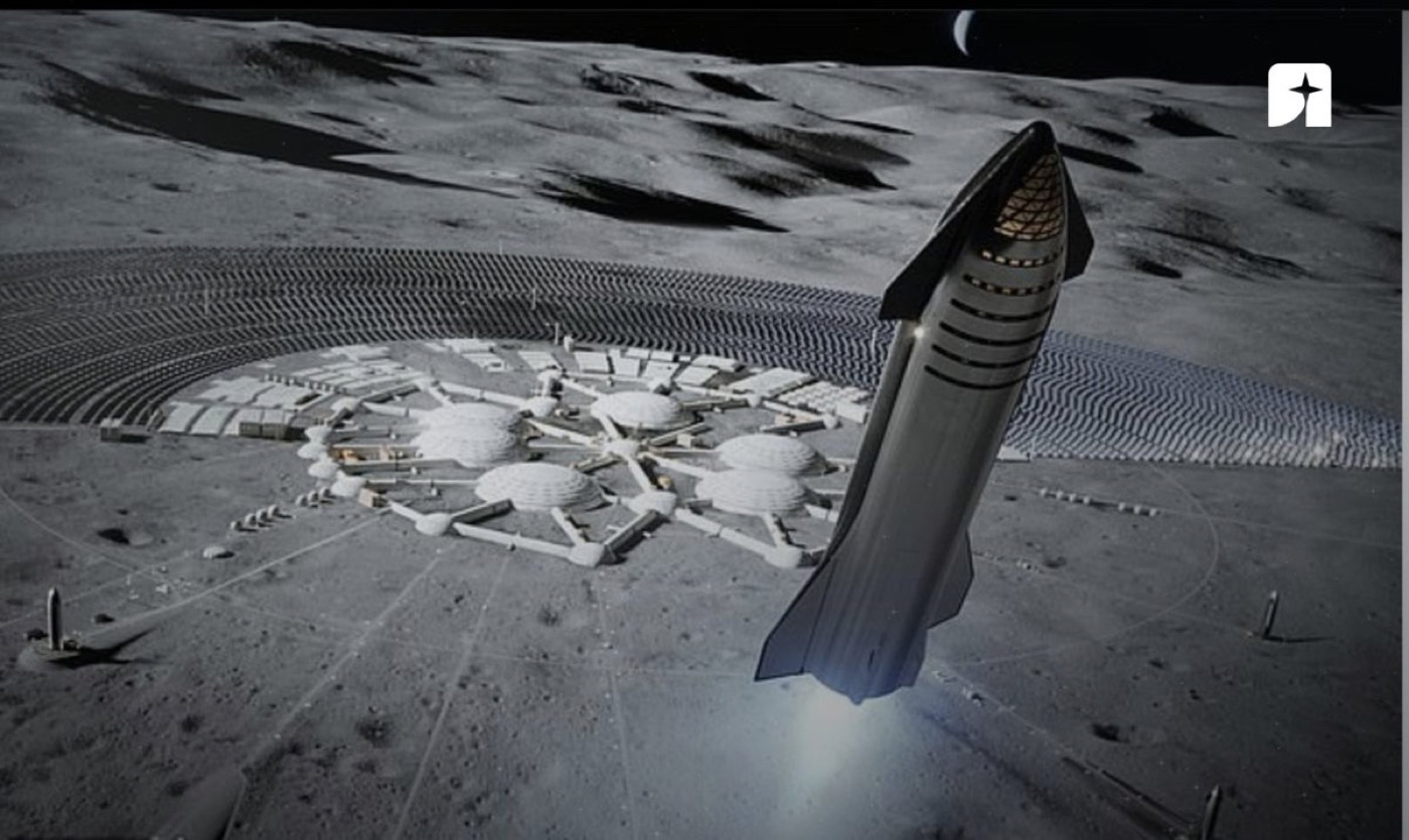 Artist's illustration of SpaceX's Starship vehicle near the moon. (Image credit: SpaceX)