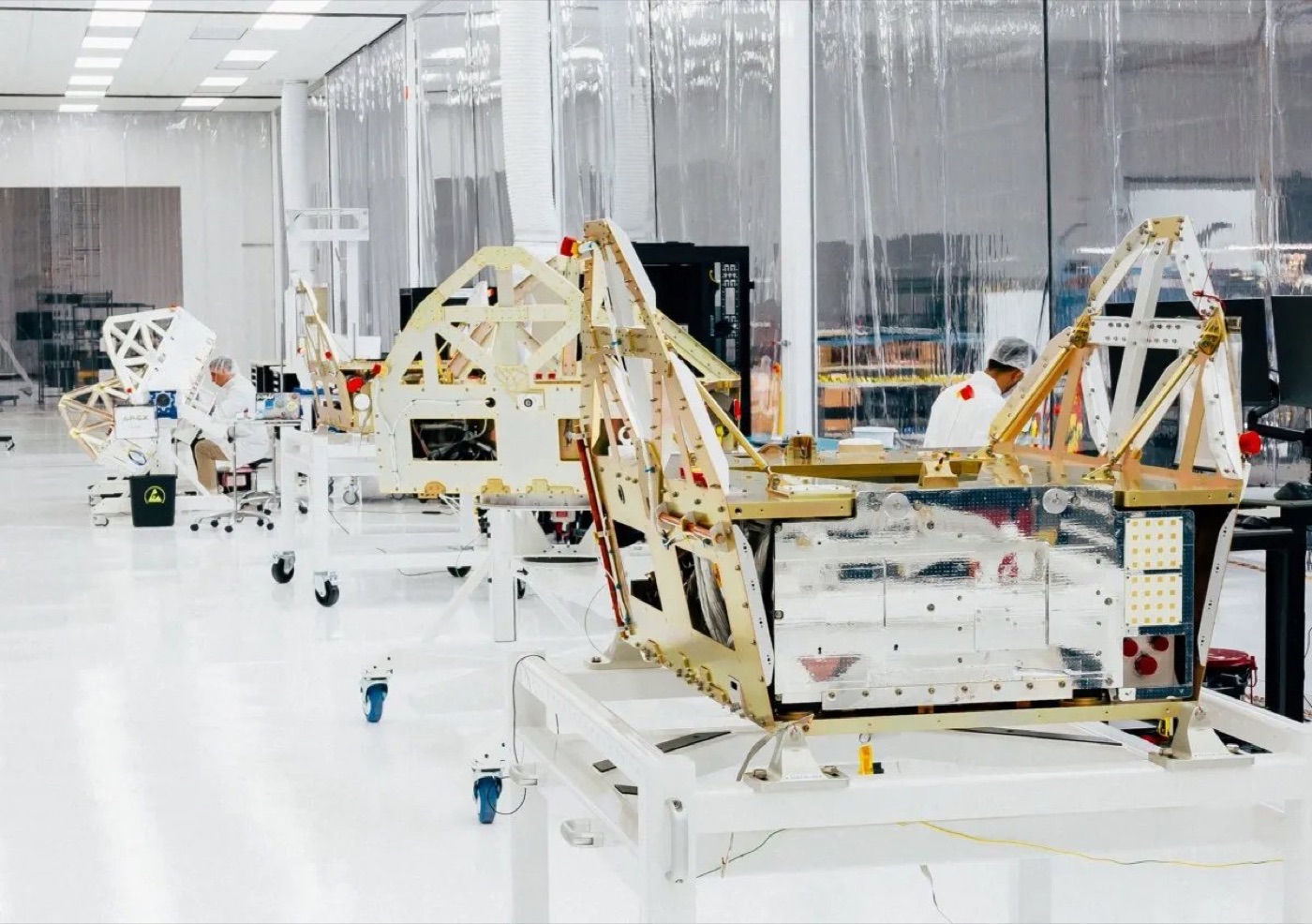 Aries satellite buses on the Apex production line. Image: Apex.
