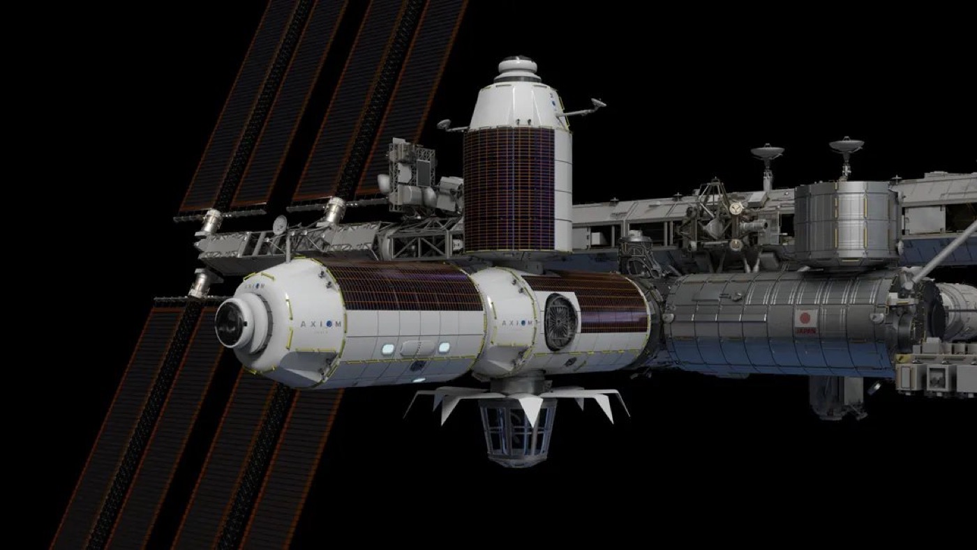 Artist’s rendering of an early concept design for Axiom Station berthed at the forward port of Harmony. Courtesy of Axiom Space.
